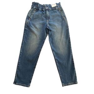 AMERICAN RAG WOMENS 9/29 PAPER BAG WAIST CAPRIS MEDIUM WASH